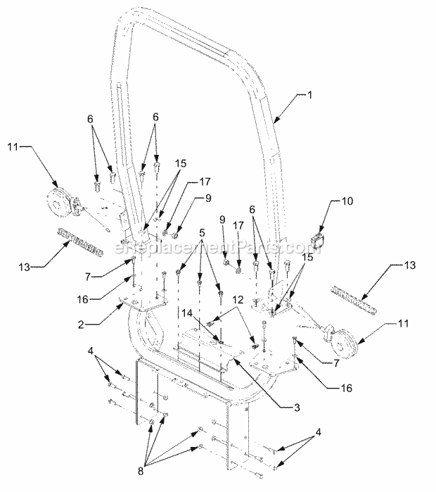 Rops Diagram and Parts List for 5234DL 54AL544-710, 54BL544-710 Cub Cadet Lawn Tractor